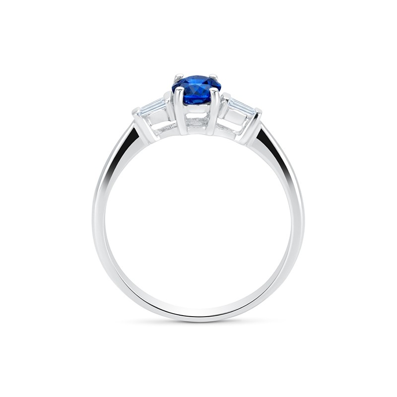 Anillo joya de zafiro oro blanco 18k y diamante - SC 298 Z