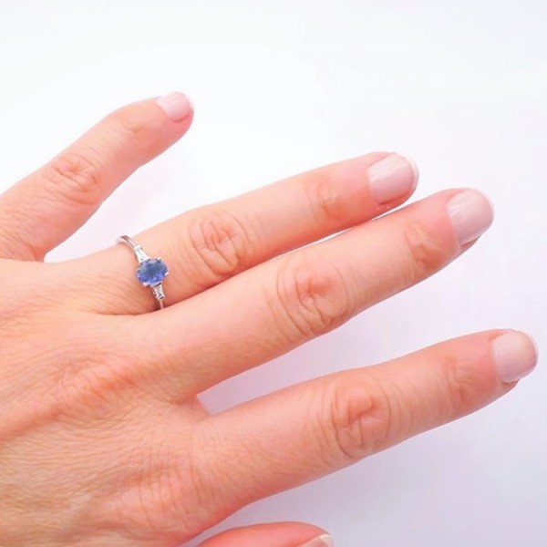 Anillo joya de zafiro oro blanco 18k y diamante - SC 298 Z Anillo joya de zafiro oro blanco 18k y diamante - SC 298 Z