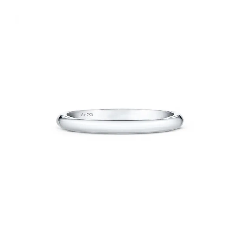 Alianza de boda de oro blanco 3 mm por 1.5 mm Modelo Confort D2OB