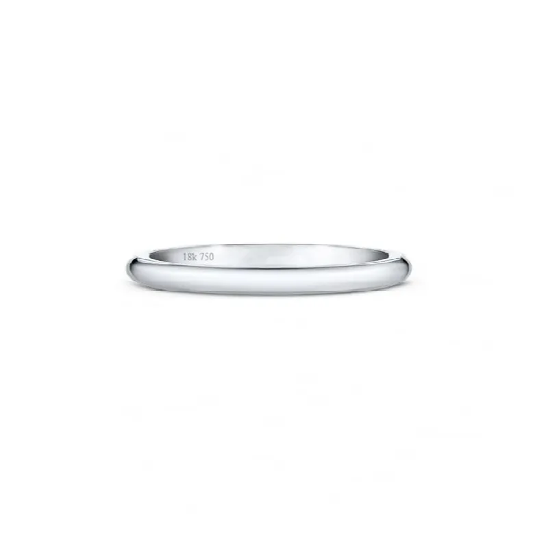 Alianza de boda de media caña oro blanco 18K de 2 mm Modelo B1OB