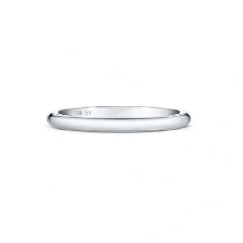 Alianza de boda de media caña oro blanco 18K de 2 mm Modelo B1OB
