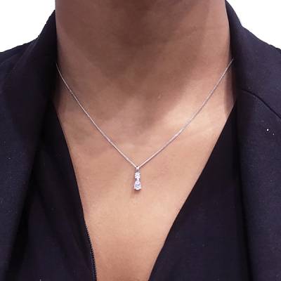 Colgantes joya oro blanco 18K con Diamante en con forma perilla - CR 9 OB