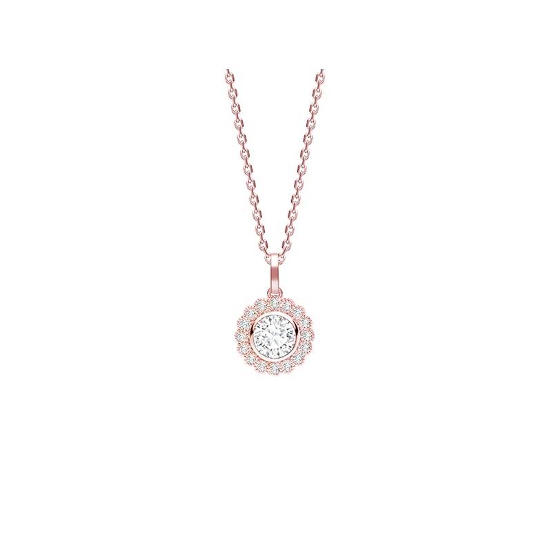 Pendentif de oro Rosa 18Kt y diamantes en forma de orla