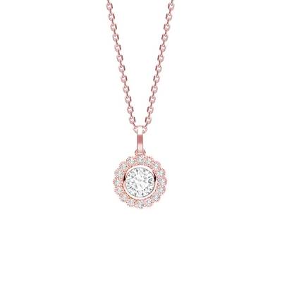 Pendentif de oro Rosa 18Kt y diamantes en forma de orla