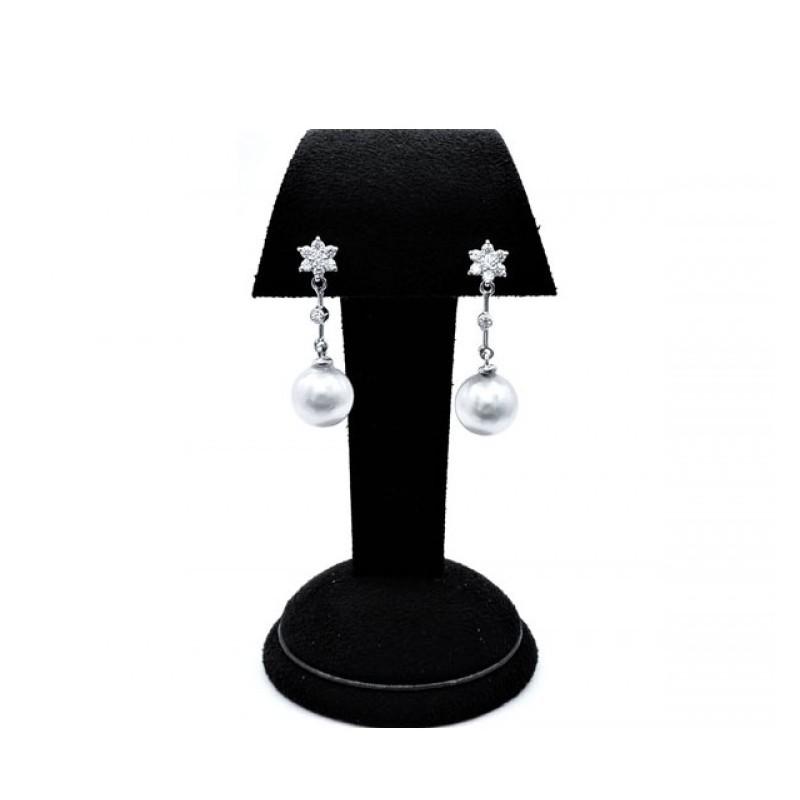 pendientes perlas diamantes largos