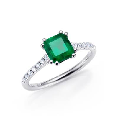 anillo esmeralda cuadrada colombia y diamanes