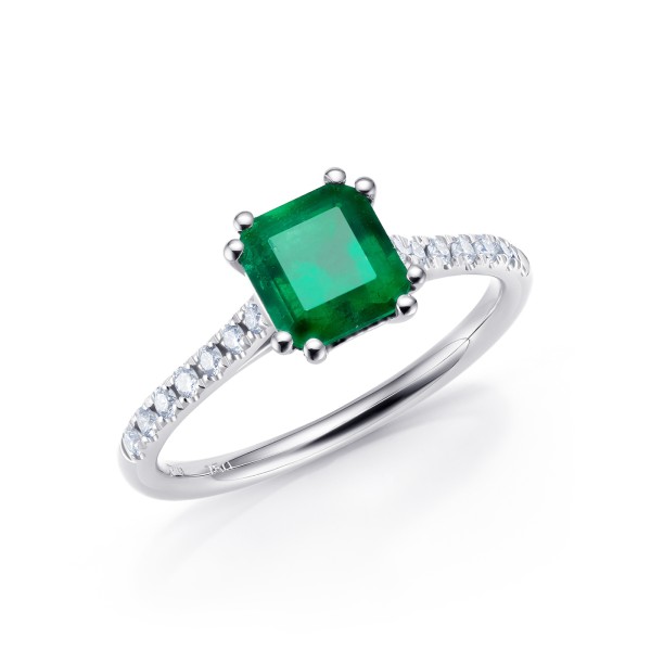 Anillo Green Cairo Esmeralda Octogonal SR 22 2