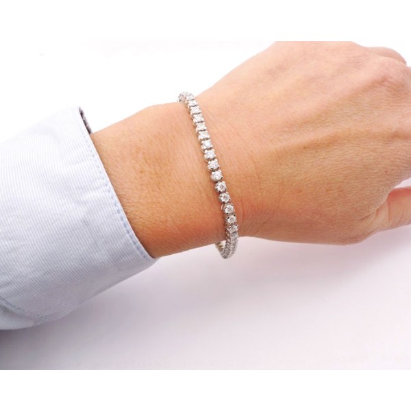 Pulsera "Midori" estilo Riviere Oro Blanco y Diamantes-1