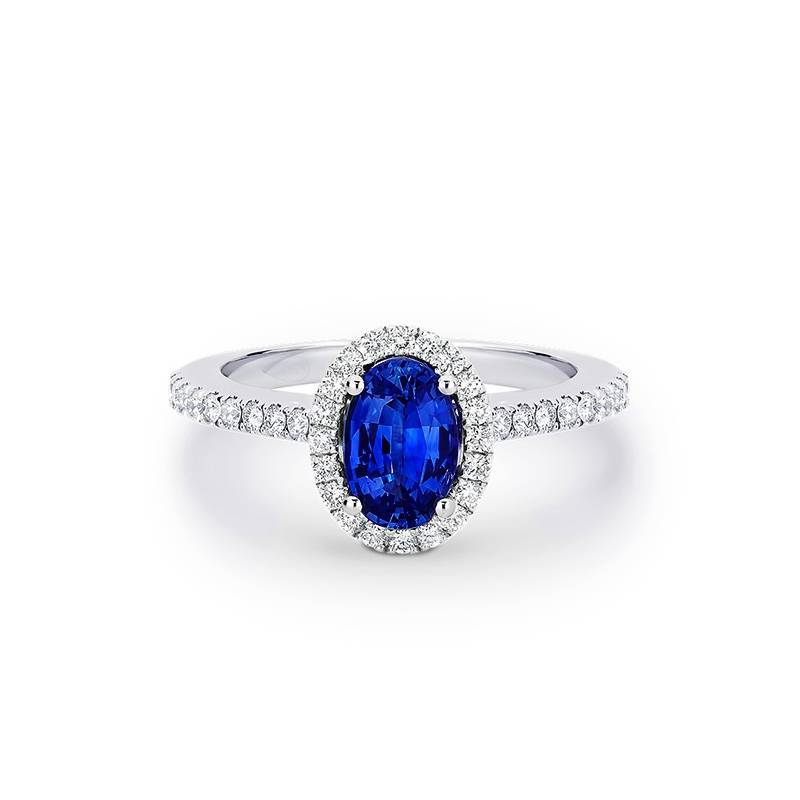 Anillo oro blanco con zafiro azul y brillantes, un clásico como anillo de compromiso - Jorge Juan Joyeros