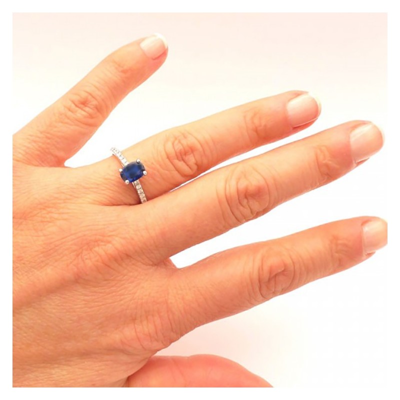 Anillo Brillantes con Zafiro Central BLUE CAIRO - SR 22 ZAF