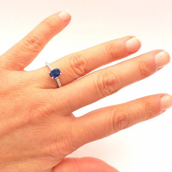 Anillo Brillantes con Zafiro Central BLUE CAIRO - SR 22 ZAF