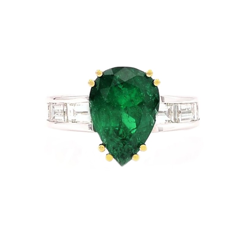 Sortija esmeralda pera y diamantes