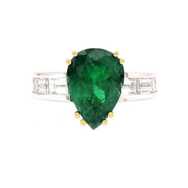Sortija esmeralda pera y diamantes