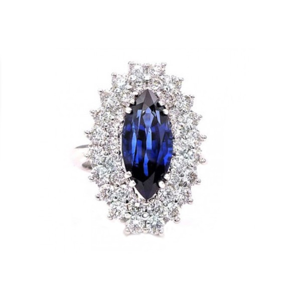 Anillo Zafiro Marquise y brillantes - SI 203