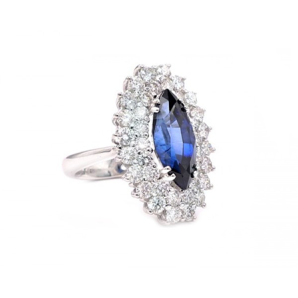 Anillo Zafiro Marquise y brillantes - SI 203