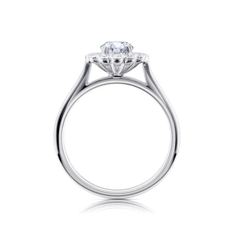 Sortija de promesa en oro blanco de 18K detalle de vertical de la orla