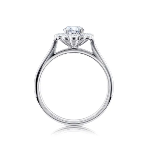 Sortija de promesa en oro blanco de 18K detalle de vertical de la orla