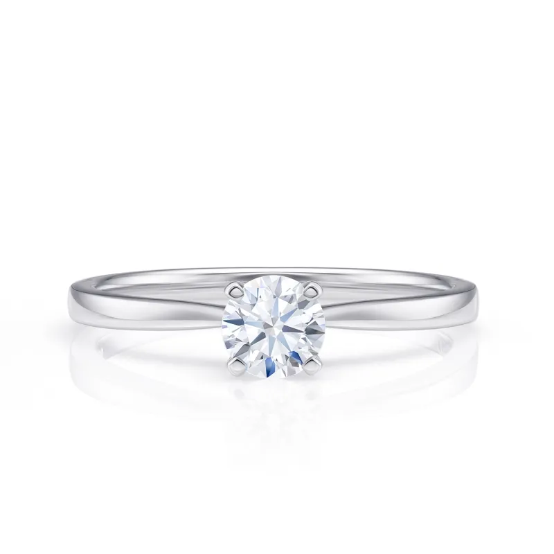 Anillo de oro de 18K de pedida con diamante de 0.14 cts G VS1