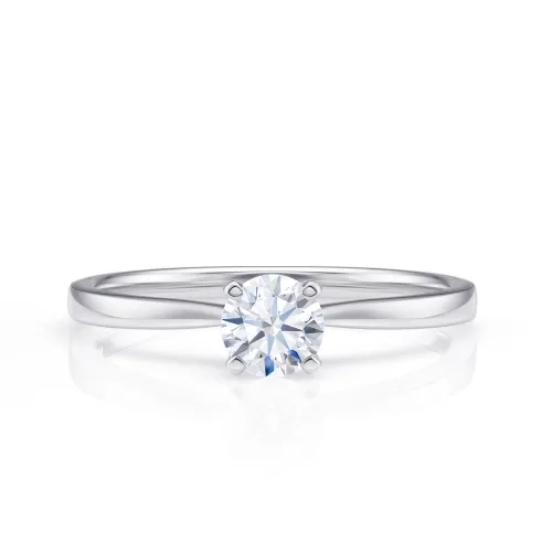 Anillo de oro de 18K de pedida con diamante de 0.14 cts G VS1