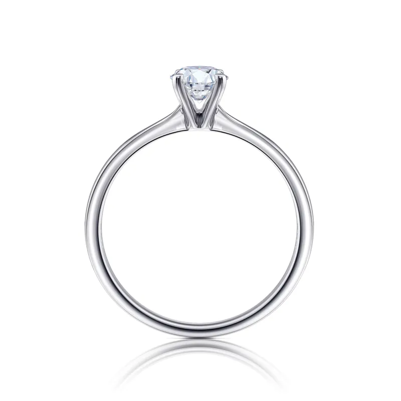 Anillo clasico de pedida para mujer en oro de 18K detalle frontal