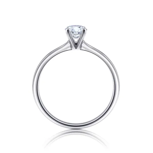 Anillo clasico de pedida para mujer en oro de 18K detalle frontal