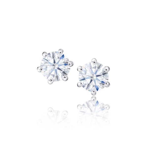 Pendientes Ilusión de oro blanco con diamantes engastados en 6 garras - PR 10