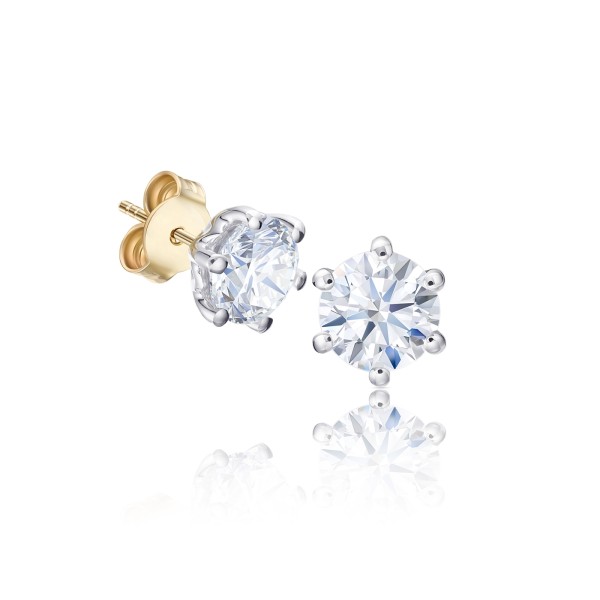 Pendientes Ilusión de oro blanco con diamantes engastados en 6 garras - PR 10 2