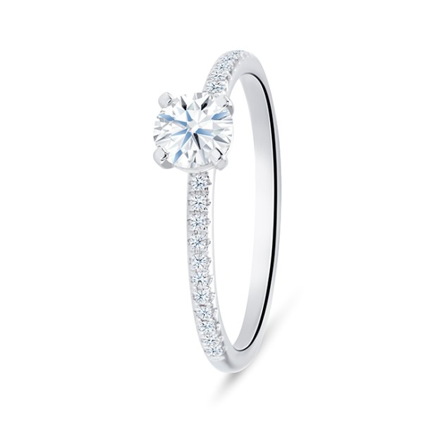 Anillo "Minami" alianza de oro blanco 18k con diamante central desde 0.20 cts - SR 47 2