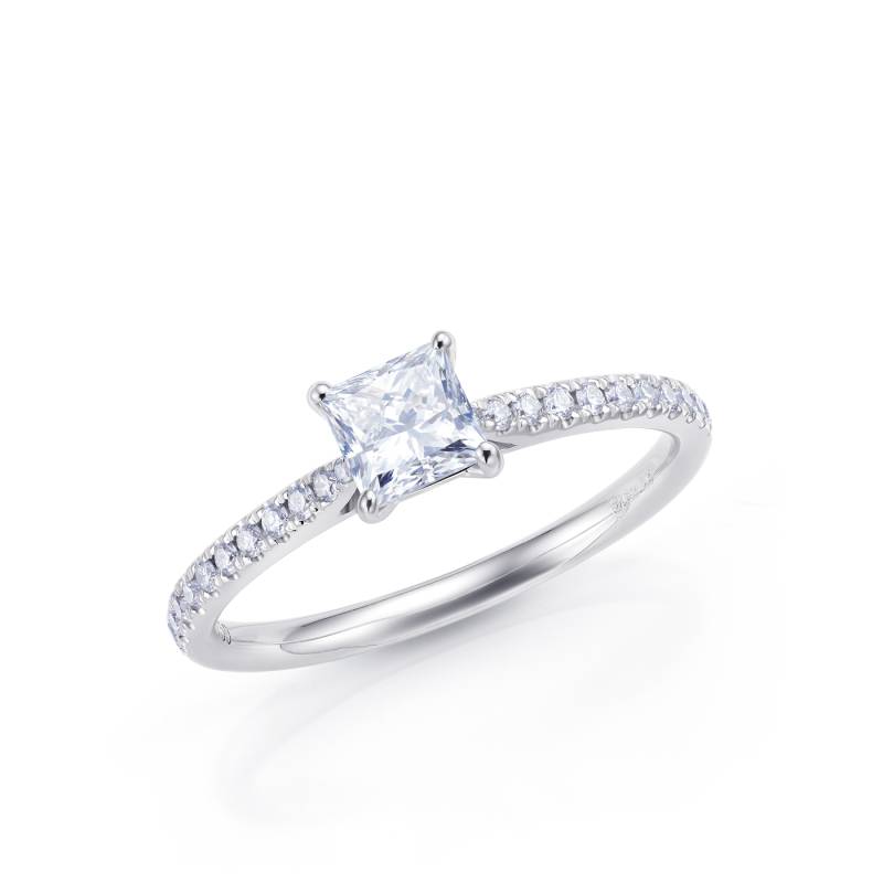 Anillo "Itami" con diamante central princesa de compromiso - SR 58-2