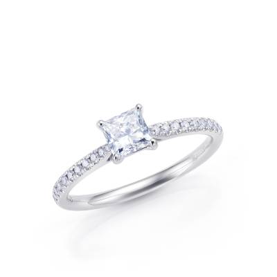 Anillo "Itami" con diamante central princesa de compromiso - SR 58-2