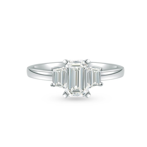 Sortija de oro blanco con tres diamantes trilogy - SRC 23