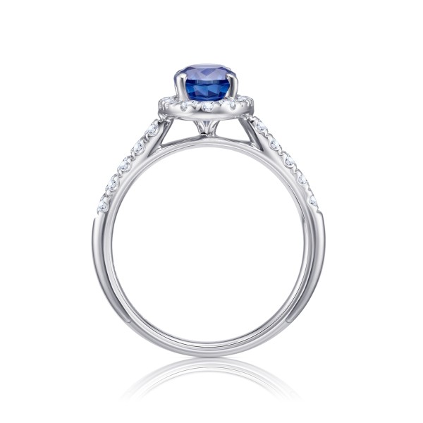 Sortija Blue Orleans  Zafiro y Orla Brillantes diseño clásico y elegante-3