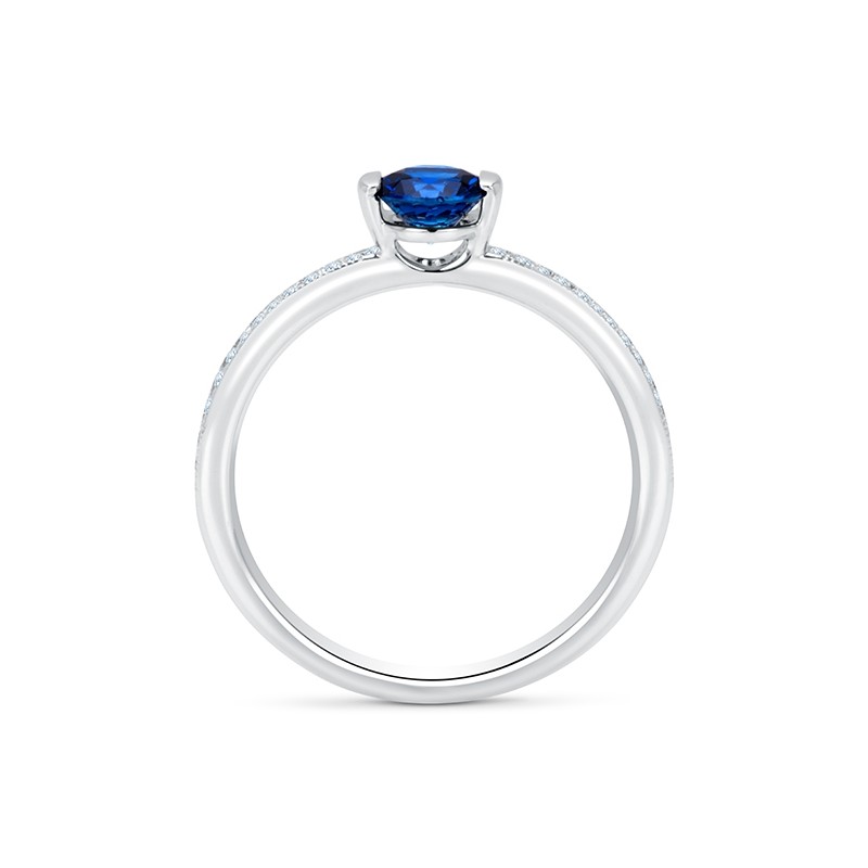 Anillo "Blue Moon" Zafiro Azul oro blanco 18k con diamantes - SR 81 ZAF 