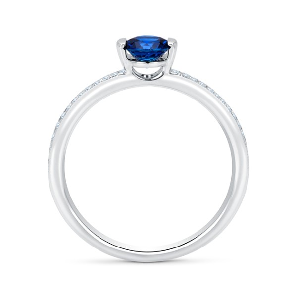 Anillo "Blue Moon" Zafiro Azul oro blanco 18k con diamantes - SR 81 ZAF 