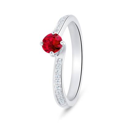 Anillo solitario realizado en oro de 18K con Rubí redondo de 0.40 y brillantes F/VS1, IMAGEN LATERAL