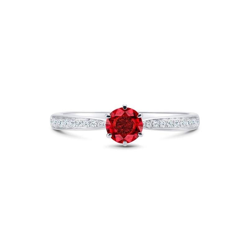 Anillo clásico de Rubí y brillantes en el brazo "Red Florencia B"