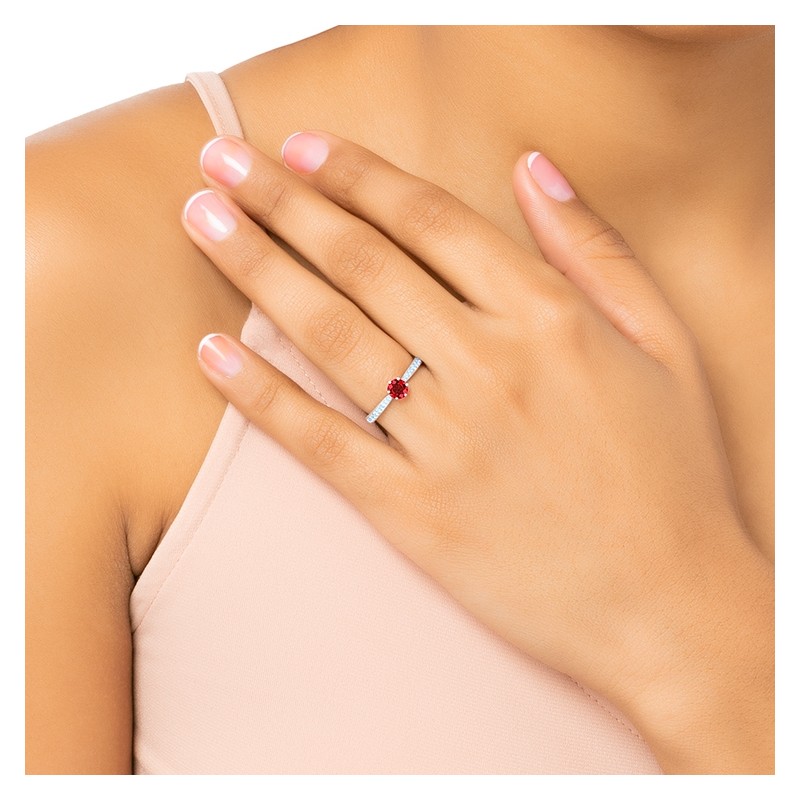 Anillo clásico de Rubí y brillantes en el brazo "Red Florencia B"-4