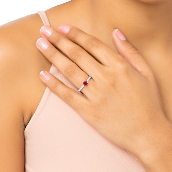 Anillo clásico de Rubí y brillantes en el brazo "Red Florencia B"-4