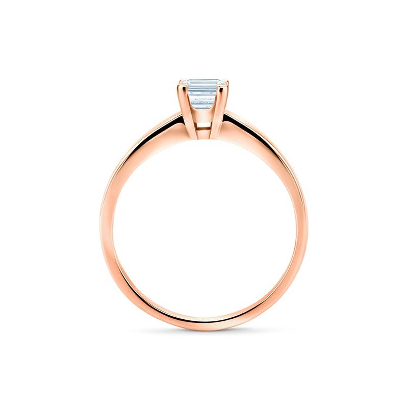 Sortija oro rosa Diamante corte Esmeralda en cuatro garras