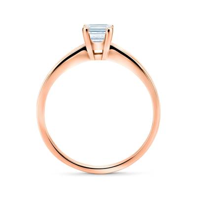 Sortija oro rosa Diamante corte Esmeralda en cuatro garras