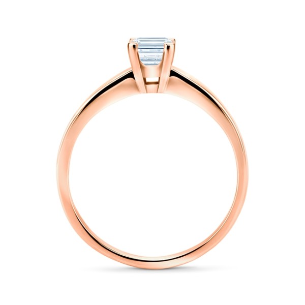 Sortija oro rosa Diamante corte Esmeralda en cuatro garras