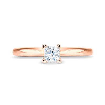 Anillo "Surya-R" solitario oro rosa 18k con diamante talla princesa