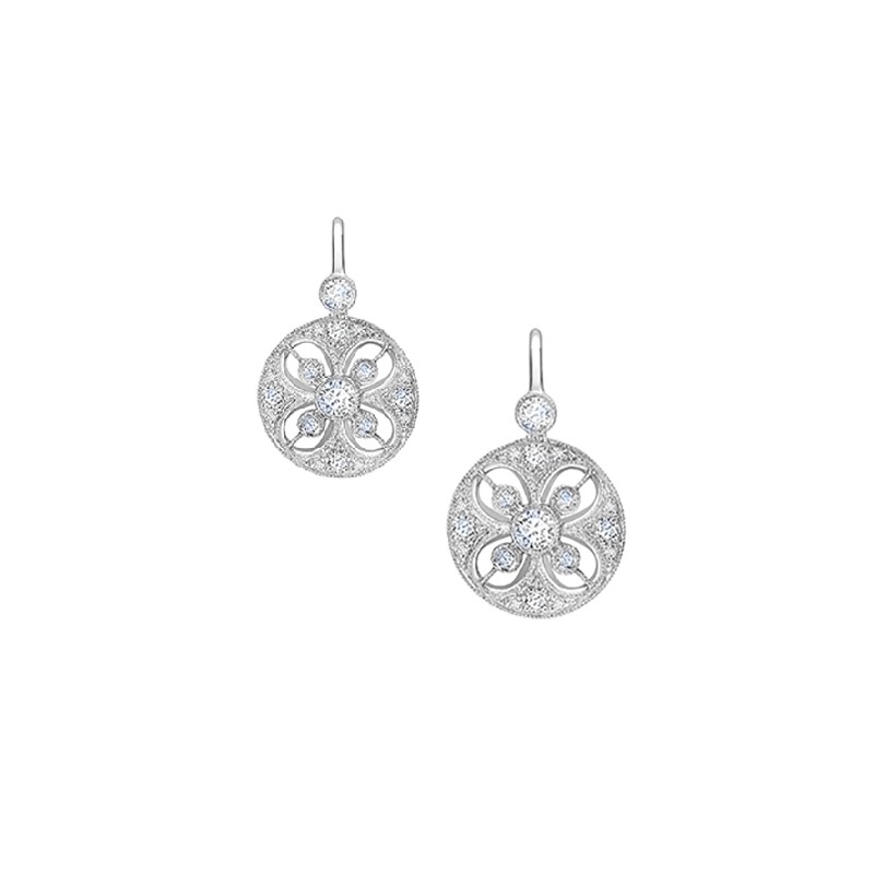 Pendientes "Bouclier" Ideales para Novia con Diamantes Oro Blanco - PR 5-2