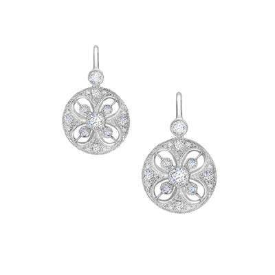 Pendientes "Bouclier" Ideales para Novia con Diamantes Oro Blanco - PR 5-2