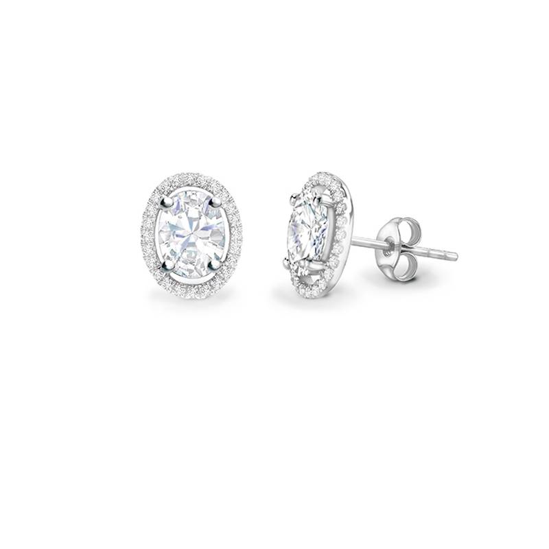 Pendientes Talla Oval Diamante con orla -PR 19 