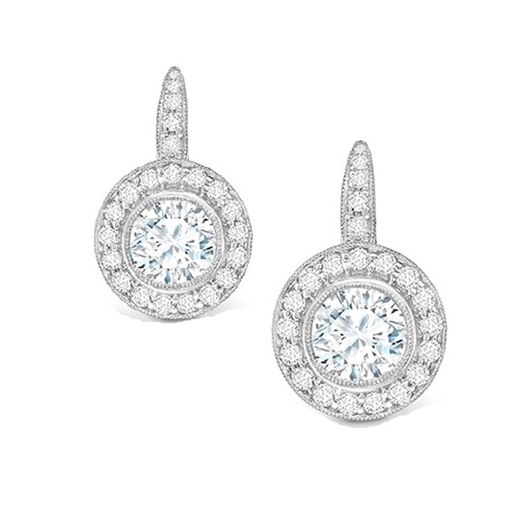 Pendientes Clásicos de Novia con brillantes rodeados por orla oro blanco - PR 14 2