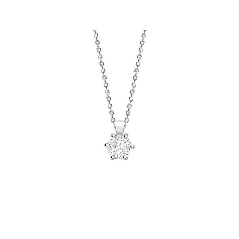 Colgante "Hana" Brillante 6 garras oro blanco CR 6 OB