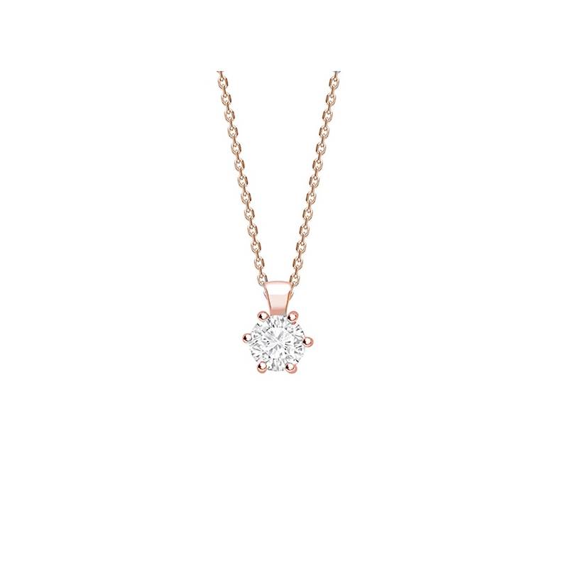 Colgante 6 garras Brillante oro rosa "Rose Hana" CR 6 OR