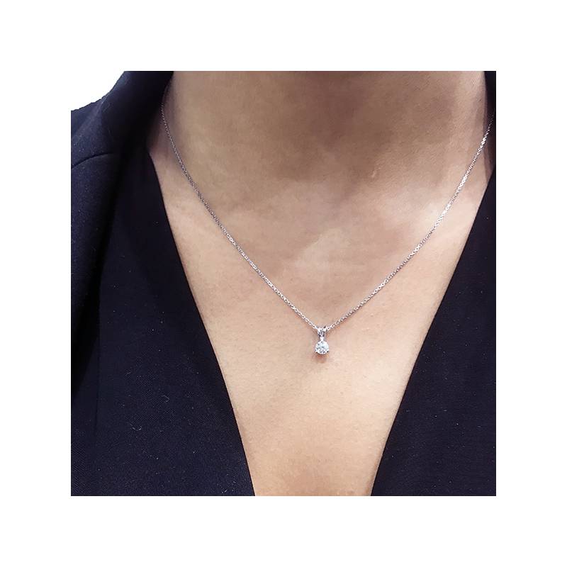 Colgante "SHALOSH " 3 garras Brillante oro blanco CR10 OB -2