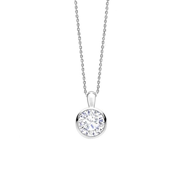 Colgante forma Chatón Brillante oro blanco CR 2 OB 